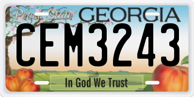 GA license plate CEM3243
