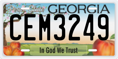 GA license plate CEM3249