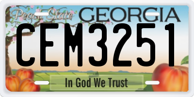 GA license plate CEM3251