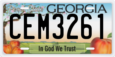 GA license plate CEM3261