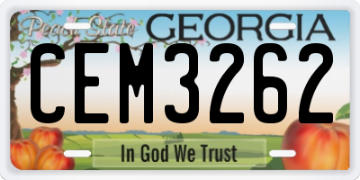 GA license plate CEM3262