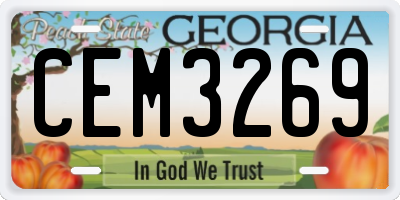 GA license plate CEM3269