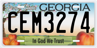 GA license plate CEM3274