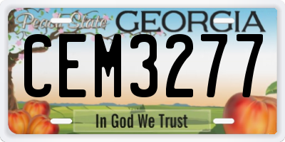 GA license plate CEM3277