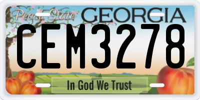 GA license plate CEM3278