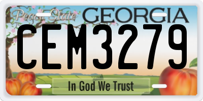 GA license plate CEM3279