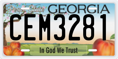 GA license plate CEM3281