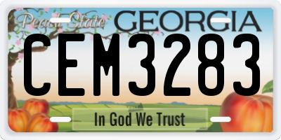 GA license plate CEM3283