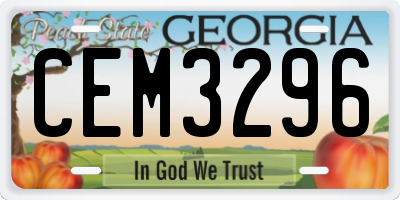 GA license plate CEM3296
