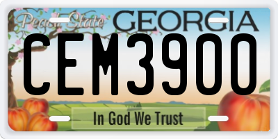 GA license plate CEM3900