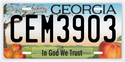 GA license plate CEM3903