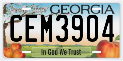 GA license plate CEM3904