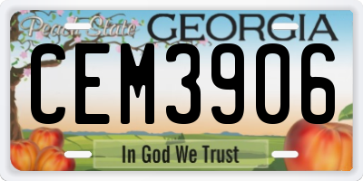 GA license plate CEM3906