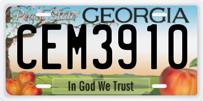 GA license plate CEM3910