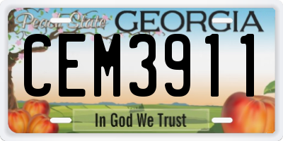 GA license plate CEM3911