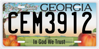 GA license plate CEM3912
