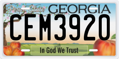 GA license plate CEM3920