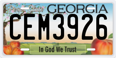 GA license plate CEM3926