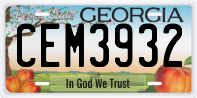 GA license plate CEM3932