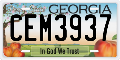 GA license plate CEM3937