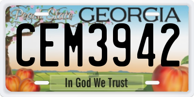 GA license plate CEM3942