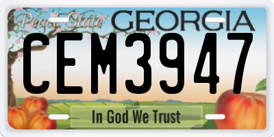 GA license plate CEM3947