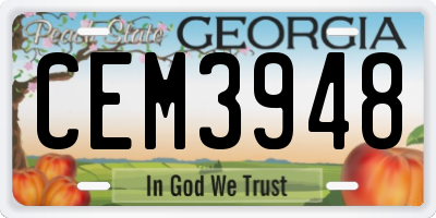GA license plate CEM3948