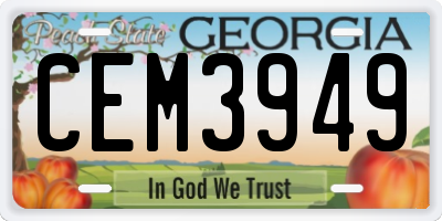 GA license plate CEM3949