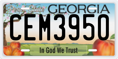 GA license plate CEM3950