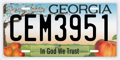 GA license plate CEM3951