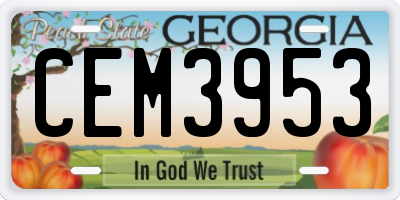 GA license plate CEM3953