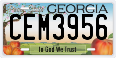 GA license plate CEM3956