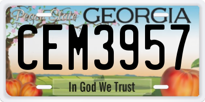 GA license plate CEM3957