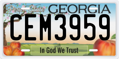 GA license plate CEM3959