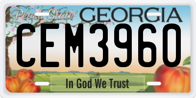 GA license plate CEM3960