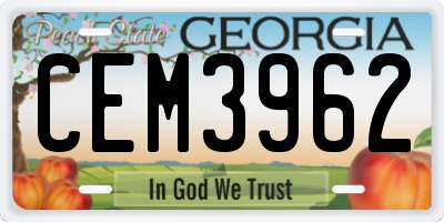 GA license plate CEM3962