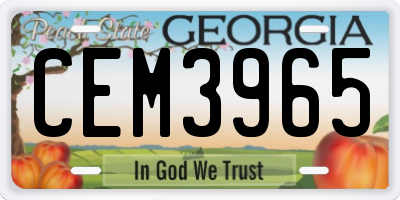 GA license plate CEM3965