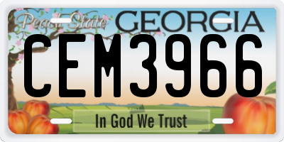 GA license plate CEM3966