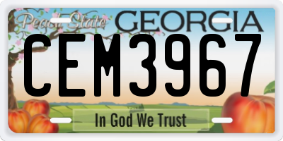 GA license plate CEM3967