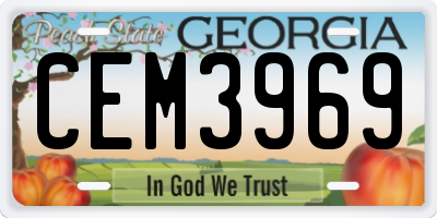 GA license plate CEM3969