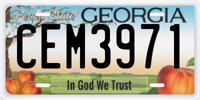 GA license plate CEM3971