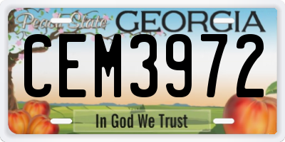GA license plate CEM3972