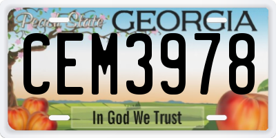 GA license plate CEM3978