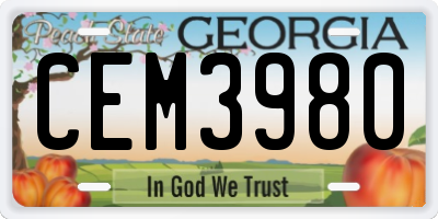 GA license plate CEM3980