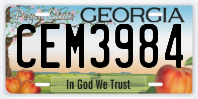 GA license plate CEM3984