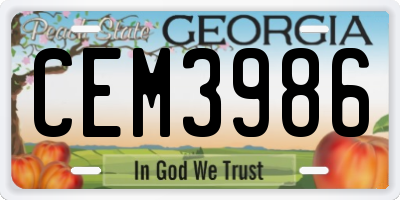 GA license plate CEM3986