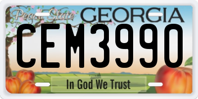 GA license plate CEM3990