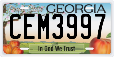 GA license plate CEM3997