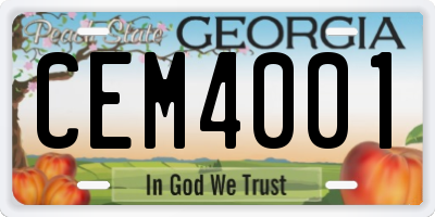 GA license plate CEM4001