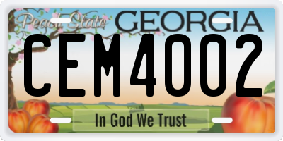 GA license plate CEM4002